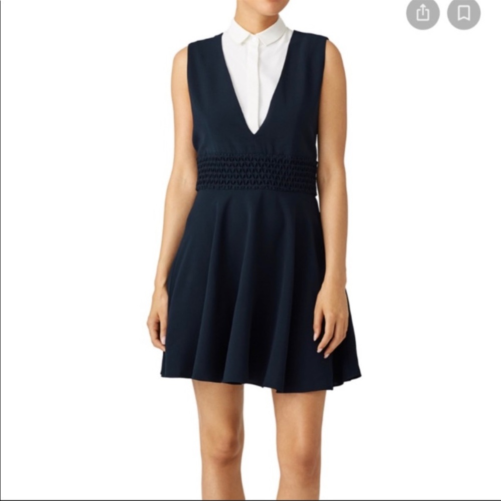The Kooples Navy & White Collared Sleeveless Dress